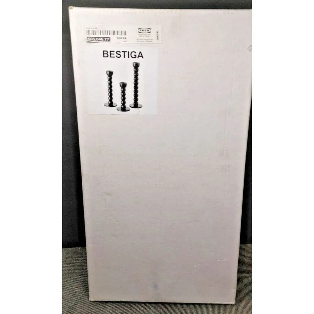 NIB Ikea Bestiga 605.046.77 Metal Candle Stick Holders Set of 3 Matte Black
